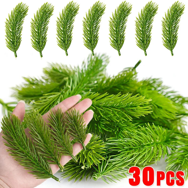 Description Picture 3 of item200/10Pcs Artificial Pine Needles Christmas Green Plant Pine Branch Fake Plants DIY Xmas Tree Garland Ornaments Home Decorations