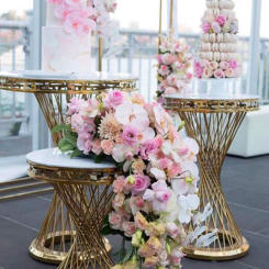 Wedding Party Dessert Table, Golden Cake Stand, Flower Arrangement Props, Decoration Supplies, 1 Pc, 3Pcs