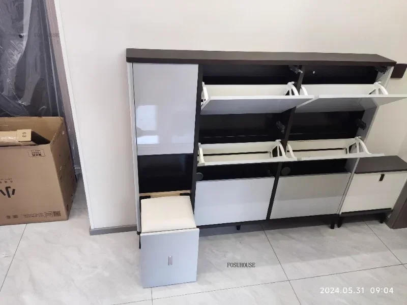 Description Picture 6 of itemShoe Rack with Folding Shoe Changing Stool Luxury Home Furniture Storage Entrance Ultra-thin Hallway Shoe Cabinets Shelf g