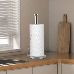 Standing Toilet Paper Holder with Round Base Roll Paper Towel Rack Stainless Steel Toilet Paper Dispenser for Home Table Decor