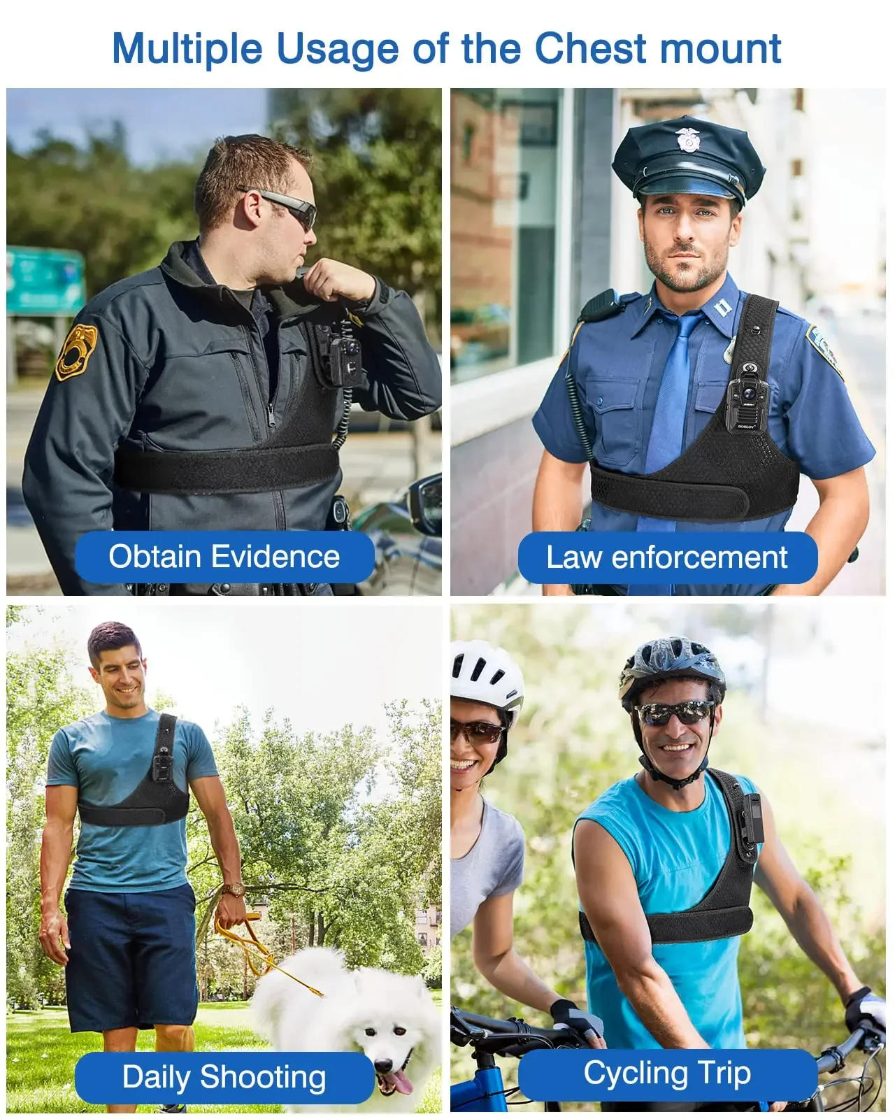 Description Picture 6 of itemBOBLOV Body Camera Chest Vest Durable Shoulder Single Vest for All Body Camcorder Velcro Wearing Bodycam Belt Cam Shoulder Strap