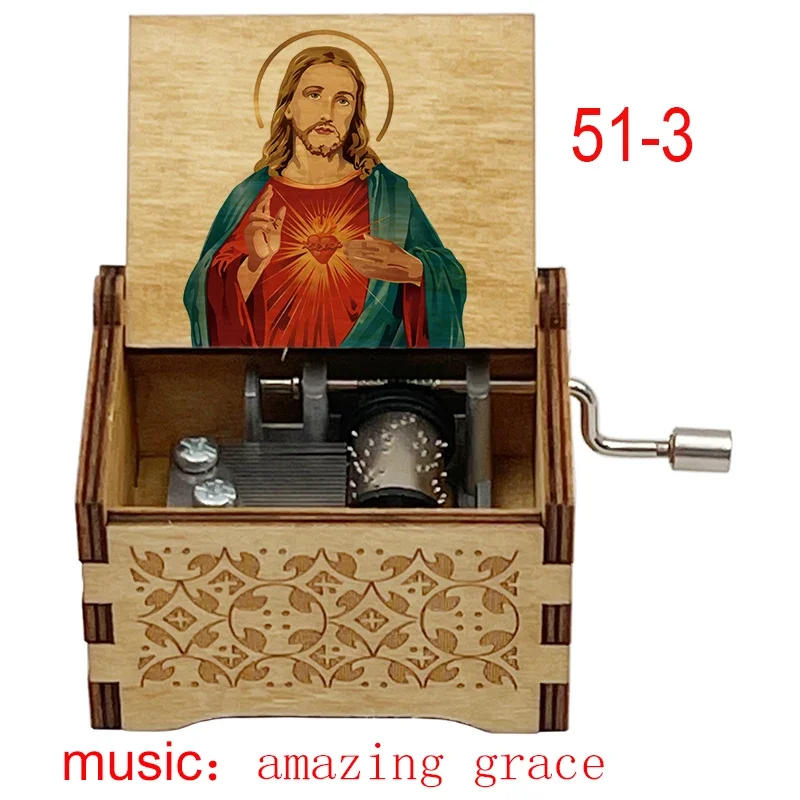 Description Picture 3 of itemAmazing Grace Wooden Music Box 18 Note Inspiring Musical Theme Family Church Festival Birthday Gift Christian Home Office Decor