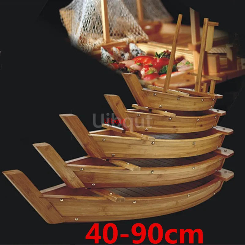 Description Picture 2 of itemBig 40cm to 90cm Japanese Cuisine Sushi Boats tray seafood Tool Wooden Wood Restaurant Handmade ship Sashimi Assorted Cold Dish