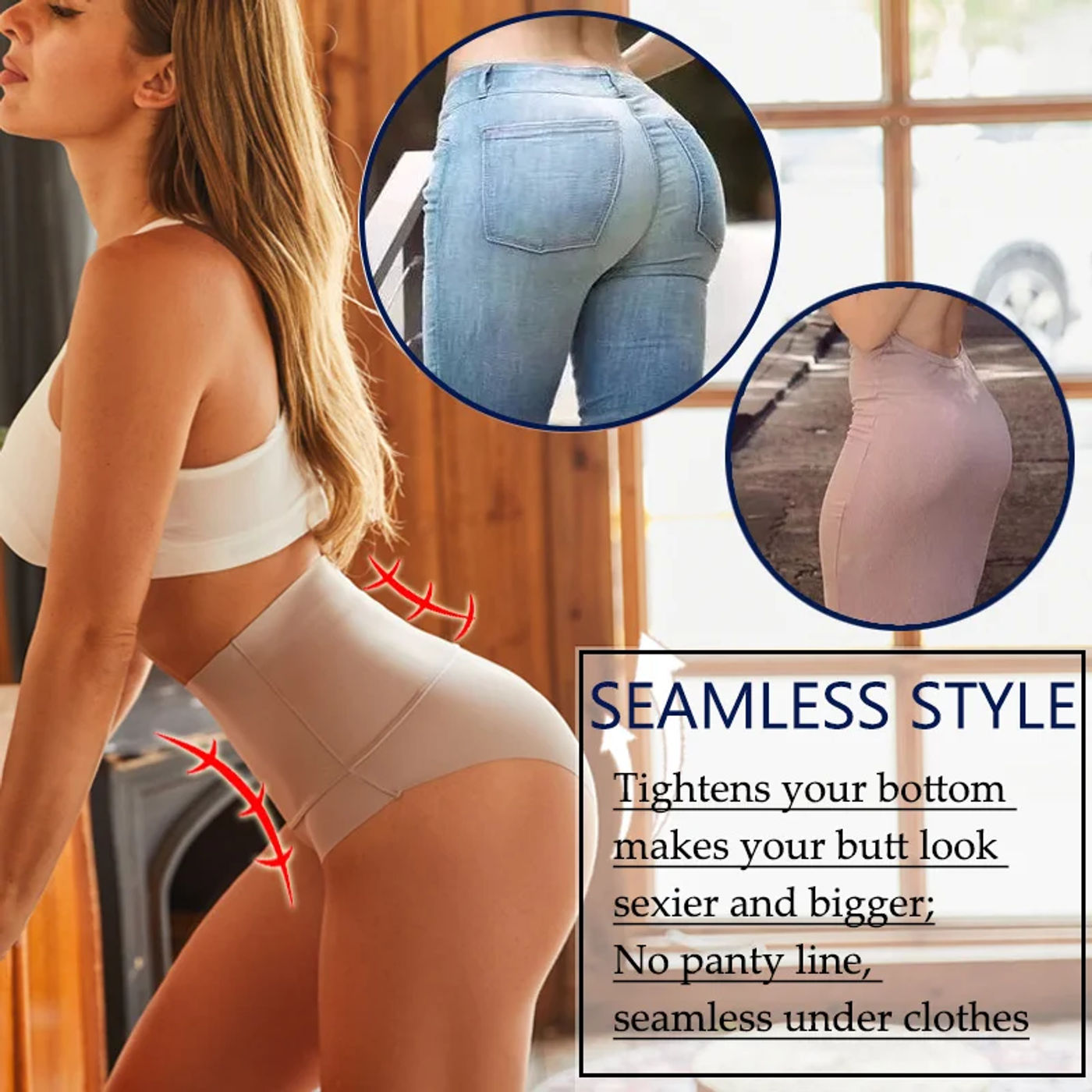Description Picture 4 of item3PCS/Set Women High Rise Seamless Shapewear Bodysuit Ice Silk Tummy Control Butt Lifter Briefs Female Slimming Soft Underwear