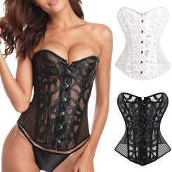 Women Busiter Corset Lace Up Strap Corset Vest Waist Underbust Shapewear Black White Corsets Tummy Control Court Corsets