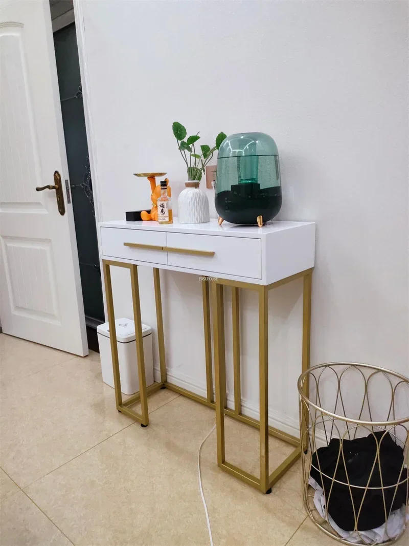 Description Picture 3 of itemEuropean Designer Console Tables for Hallway Leisure Home Iron Console Table Living Room Furniture Modern Simple Porch Cabinets