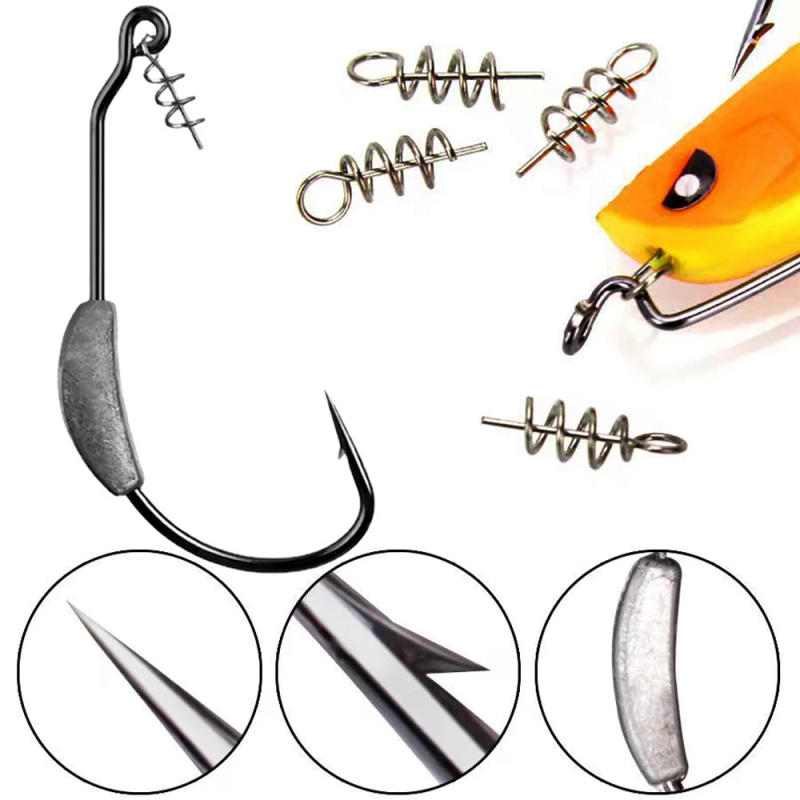 Description Picture 4 of itemJig Crank Head Barbed Hook 2g 3g 5.25g 7g Soft Lure Worm Offset Fishhook Spring Lock Pin Pesca for Texas Rigs Fishing Tackle