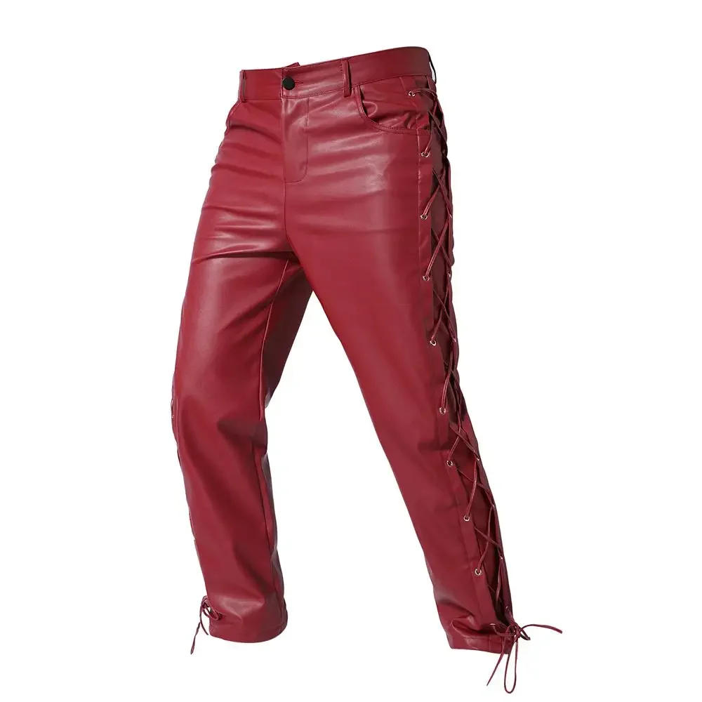 Description Picture 5 of itemTrendy, Casual, Handsome, Personalized, Fashionable, Solid Color, Versatile Casual Men's Leather Pants