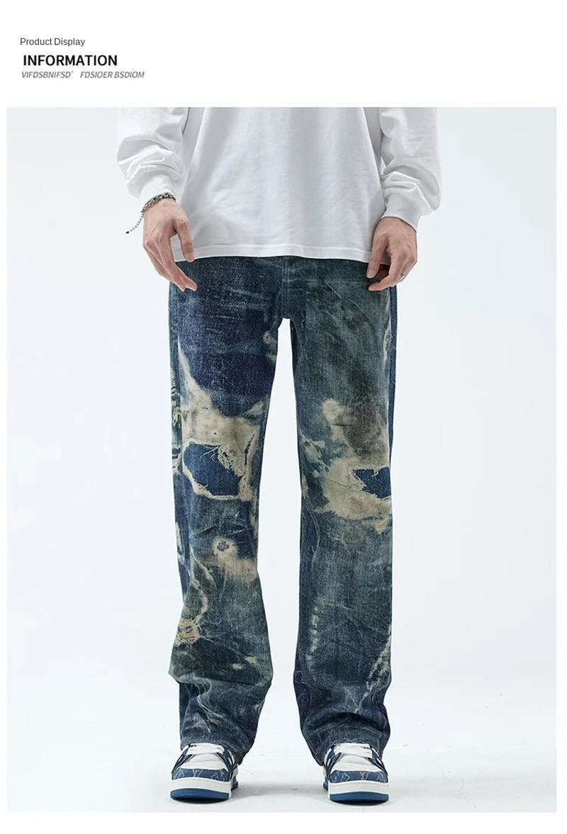 Description Picture 4 of itemAmerican Street Retro Jeans Men's Spring and Autumn Fashion Brand Loose Personality Design Sense Ruan Handsome Mop Pants