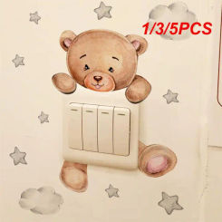 1/3/5PCS Cartoon Bear Star Switch Sticker For Kid Baby Room Bedroom Decoration Mural Self-adhesive Home Decor Wallpaper Cute