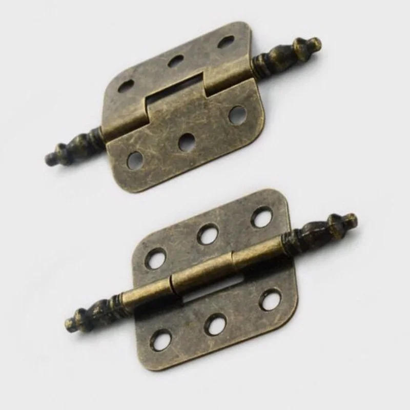 Description Picture 3 of itemNew 2 PCS 6 Holes Hinges Hardware Mini Hinges Antique Bronze Retro with Screws for Wooden Jewelry Box Cabinet