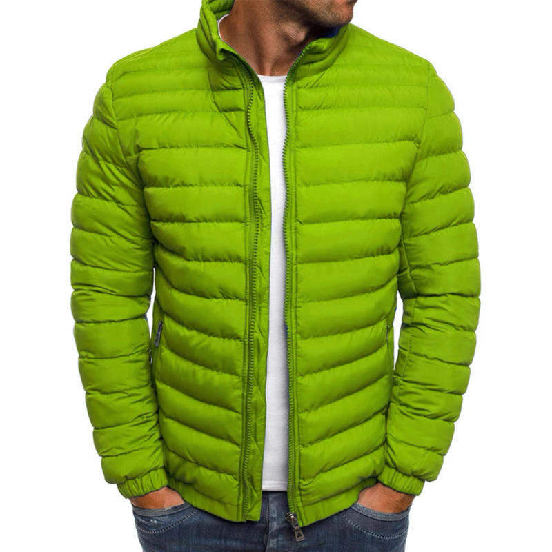 Description Picture 6 of itemMens Winter Warm Stand Collar Puffer Zip Up Jacket Quilted Padded Coat Outwear Autumn Winter Parkas Solid Color