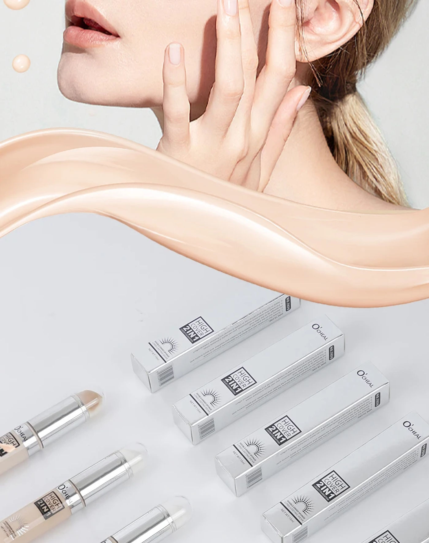 Description Picture 5 of itemHigh Coverage 2in1 Liquid Foundation Concealer Cream For Dark Circles Acne Waterproof Long Lasting Natural Makeup Cosmetics
