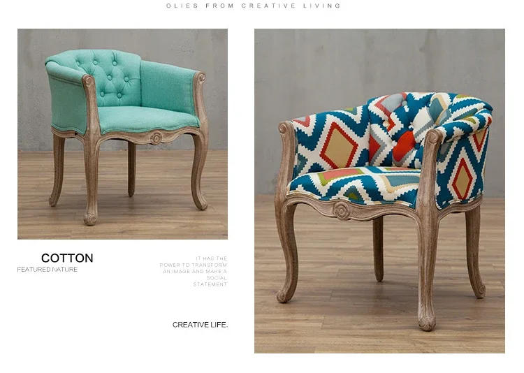 Description Picture 4 of itemAmerican Solid Wood Living Room Sofas Modern home Sofa Armchair retro Living Room Furniture designer Single backrest Sofa chair