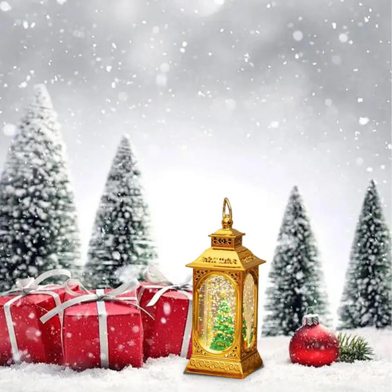 Description Picture 3 of itemChristmas Snow Globe Lantern LED Vintage Snow Crystal Ball Lantern Night Light Christmas Lantern Lights Portable Night Light