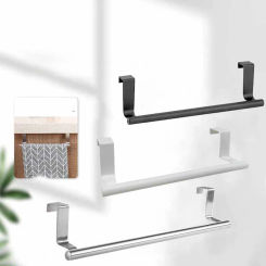 Towel Rack Over Door Towel Bar Hanging Holder Stainless Steel Bathroom Kitchen Cabinet Towel Rag Rack Shelf Hanger