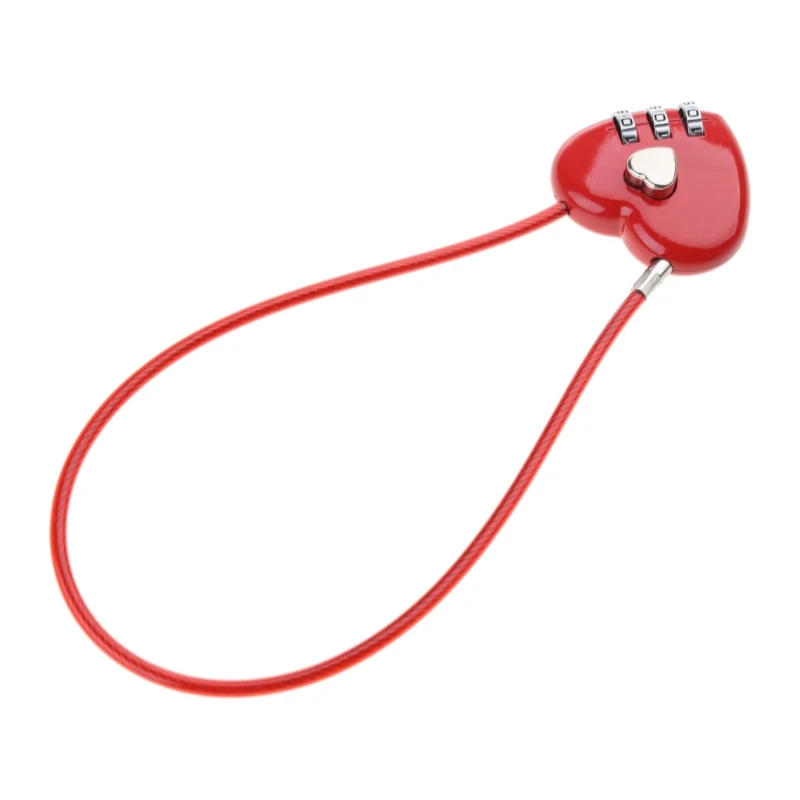 Description Picture 3 of itemExquisite Wire Rope Combination Lock Digital Padlock Zinc Alloy Padlock Heart Password Lock Coded Handbag Mini Padlock