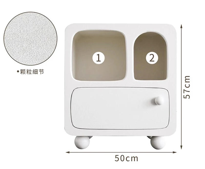 Description Picture 2 of itemFrench Retro Nightstand Bedroom Furniture Night Table Creative Cream Style Household Design Upscale White Bedside Table