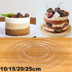 10/15/20/25cm Acrylic Cake Tray Stand Round Clear Muffin Cake Mat Disks For Wedding Birthday Party Dessert Decor DIY Baking Tool