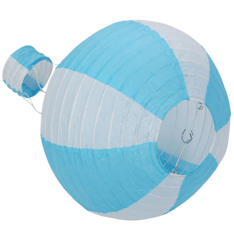 Description Picture 4 of item12inch Hot Air Balloon Paper Lantern Lampshade Ceiling Light Wedding Party Decor Blue Stripes