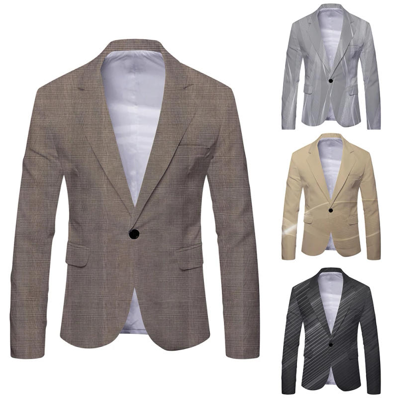 Description Picture 3 of itemMale Slim Fit Blazer Casual Print Coat Autumn Spring Fall Business Button Tops Male Slim Fit Cloting Fashion Hot