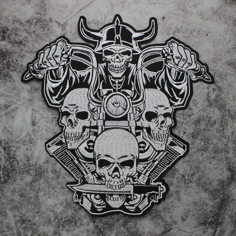 Description Picture 4 of itemMOTORCYCLE Patch Embroidered skull patch Applique Iron on Label punk biker Patches Clothes Stickers Apparel Accessories Badge
