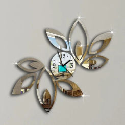 2019 new clock on wall home decor multicolor leaveAcrylic hot sale s mirrored design,3d watch living room,unique gifts