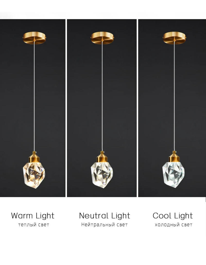 Description Picture 6 of itemLed Crystal Pendant Light for Bedroom Bedside Hotel Restaurant Cafe Kitchen Island Hanging Lamp Ceiling Chandeliers Bathroom
