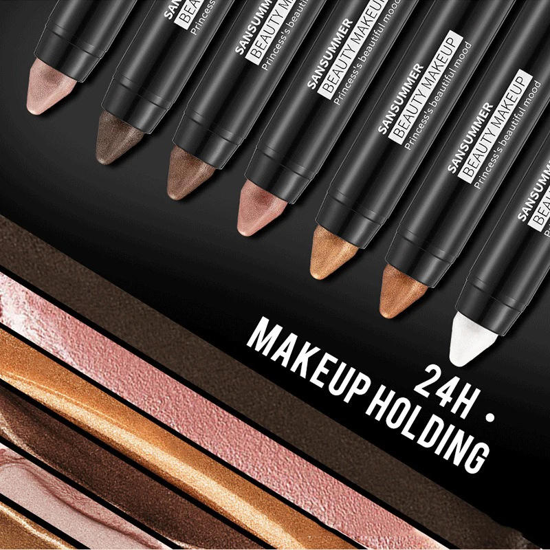 Description Picture 5 of itemSmoky Dark Brown Eyeshadow Pencil Stick Waterproof Pearlescent 7 Colors Metallic Glitter Eye Shadow Highlighter Pen Makeup Tool