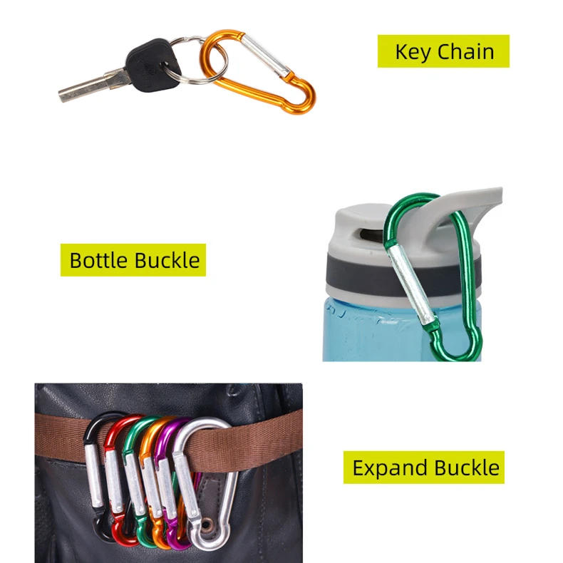 Description Picture 6 of itemCarabiners Spring Clasp Hook Aluminum Alloy D Carabiner Spring Snap Clip Hooks Keychain Climbing Carabiner For Key Camping Tools