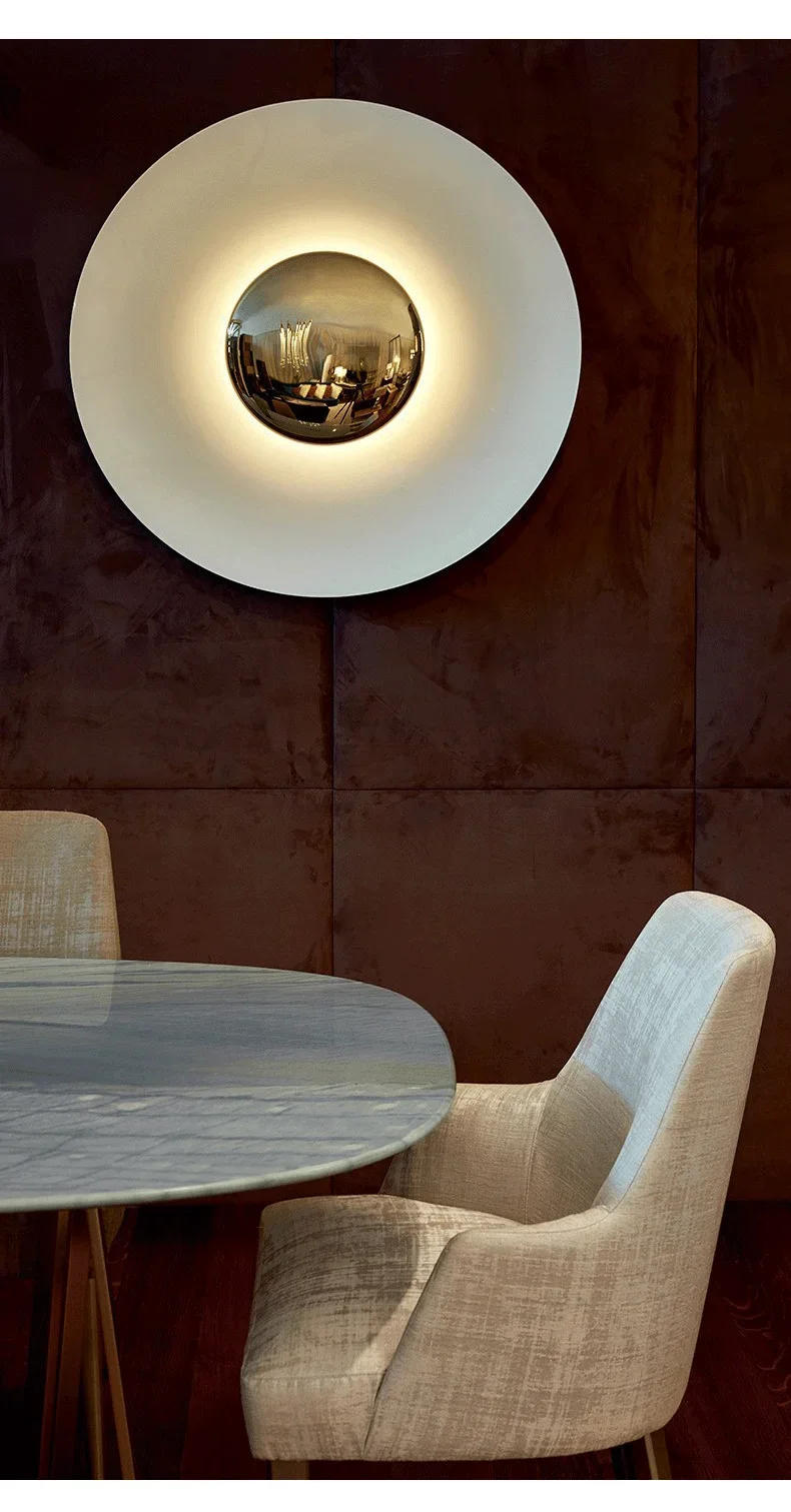 Description Picture 6 of itemIndoor Modern Minimalist Designer LED Lamp Porch Bedroom Bedside Lighting Decoration Round Background Creative UFO Wall Sconces