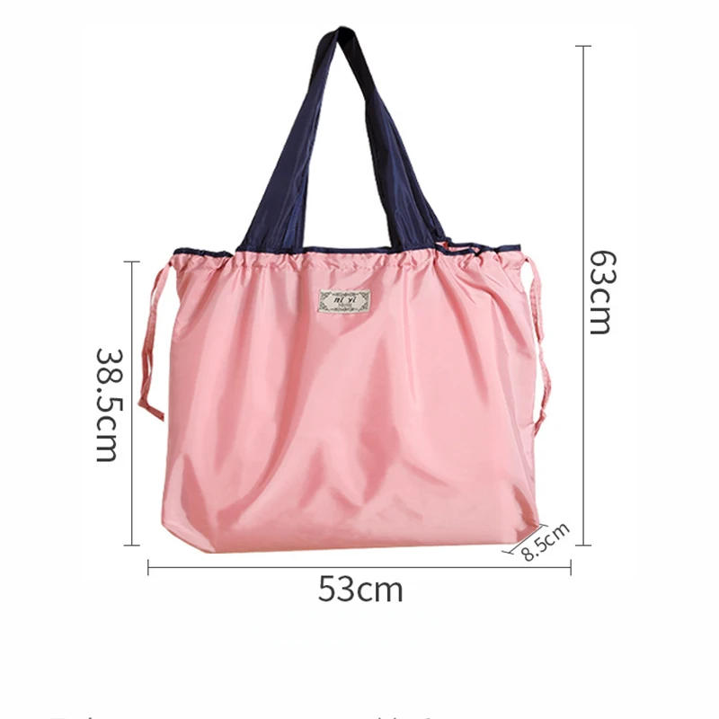Description Picture 2 of itemDrawstring Eco-Friendly Fashion Supermarket Shopping Bag Foldable Shopping Bag Reusable Waterproof Travel Grocery Bag
