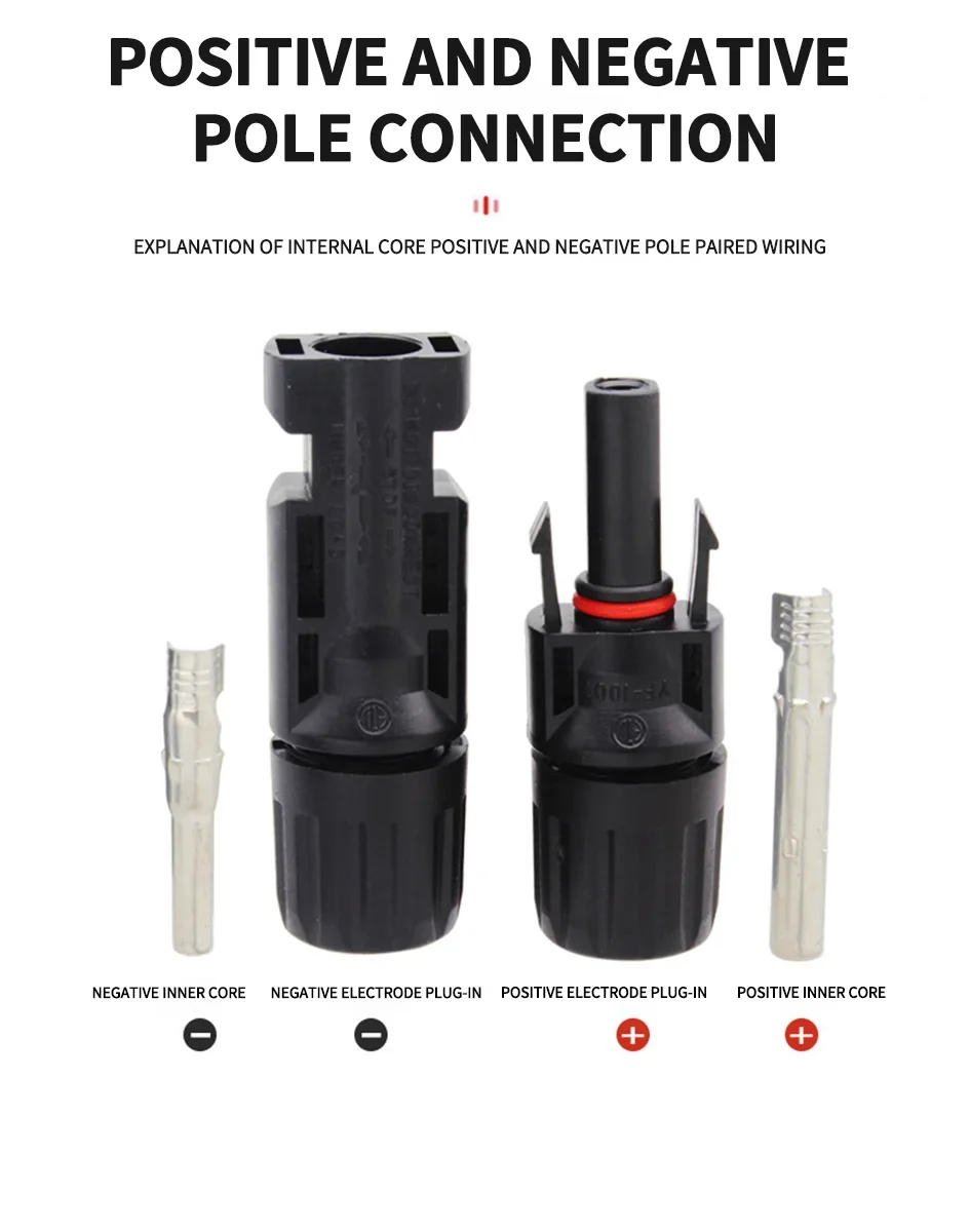 Description Picture 4 of item600/400/200/100/40/20/10 Pcs Photovoltaic Solar Connector Kit 1000V 30A Panel Solor Connectors for PV/MC Cable 2.5/4/6mm2