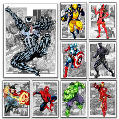 Venom Comic Art Poster Spider Man Poster Disney Vintage Movie Print Deadpool Wolverine Film Canvas Painting Home Bedroom Decor