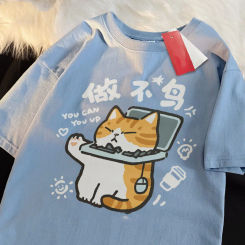 American Retro Street Versatile Loose Short Sleeved T-shirt 2025 New Hip-hop Trend Pullover Top
