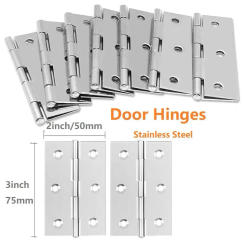 10 PCS 3inch Door-Hinge Stainless Steel Flat Hinges Window Cabinet Hinges Door Connector Bookcase Wooden Box Furniture-Hardware