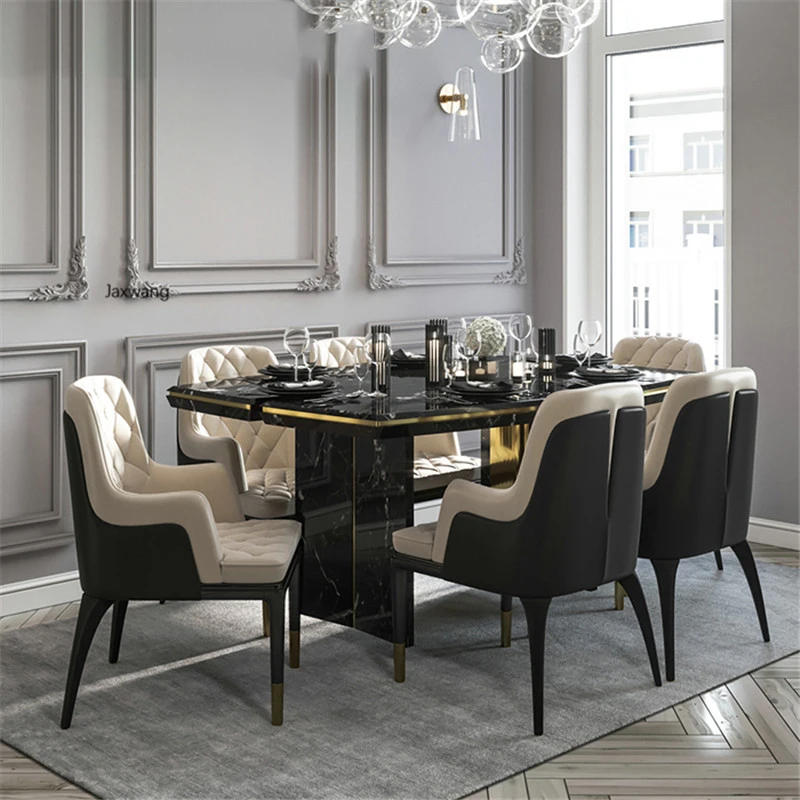 Description Picture 4 of itemmodern Dining Chairs Nordic Luxury Dining Table Chair Combination Small Apartment Stainless Steel Rectangular Dinning Chair Z