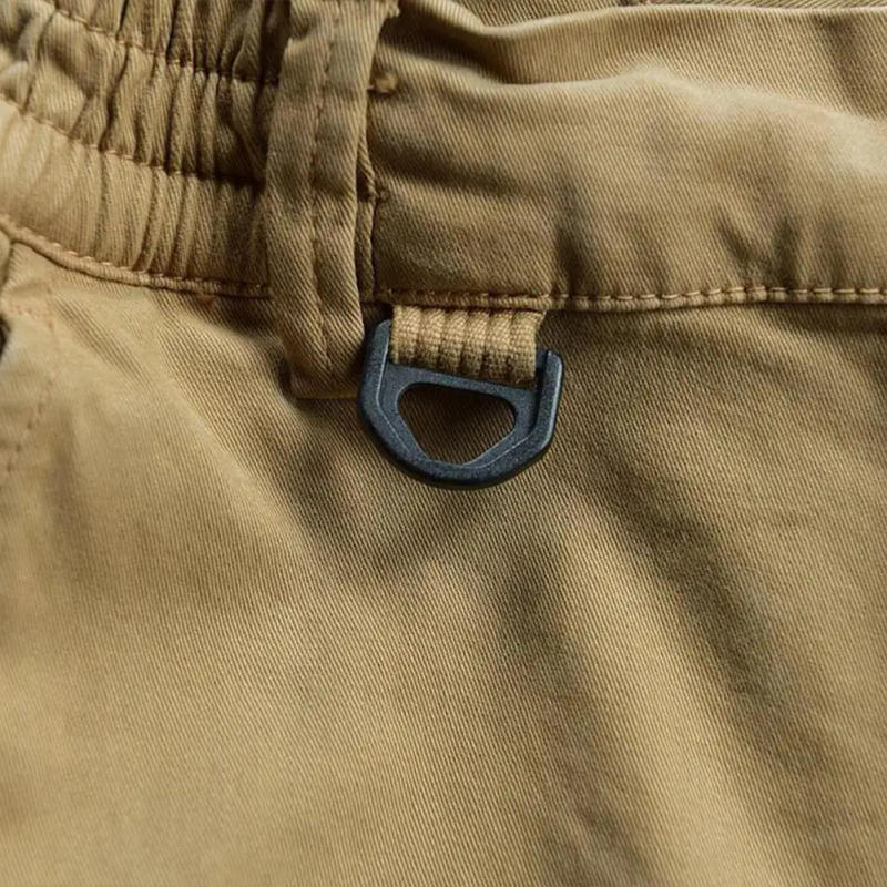 Description Picture 6 of itemElastic Waist Button Fly Ankle-Length Man Pants Multi Pockets Mid-Rise Men Cargo Pants for Mountain Climbing