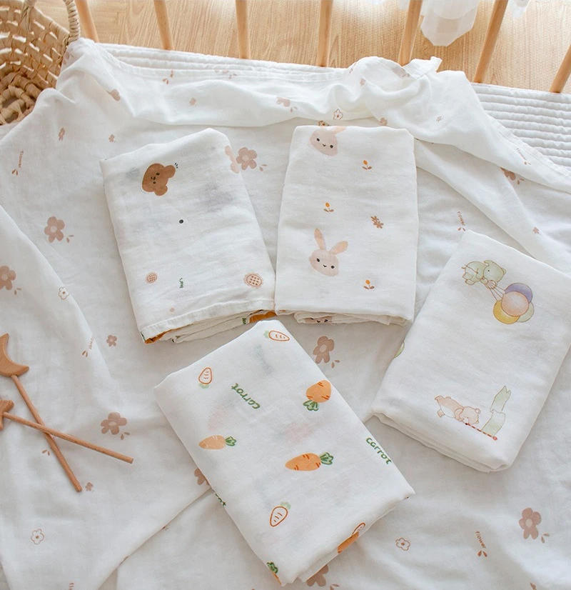 Description Picture 2 of itemNewborn Baby Swaddle Blanket Summer Bamboo Cotton Muslin Swaddle Soft Bedding Thin Receive Blankets Stroller Cover