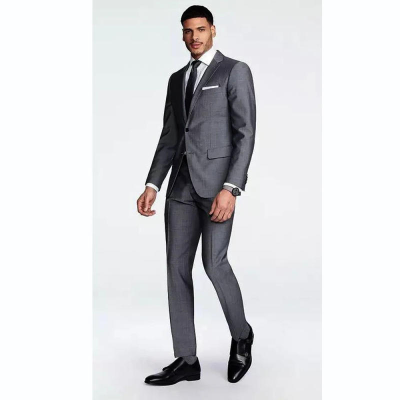 Description Picture 3 of itemMen Suits Luxury Gentlemen Outfits Dark Grey Single Breasted Notch Lapel Skinny 2 Piece Jacket Pants Office Work Male Clothing