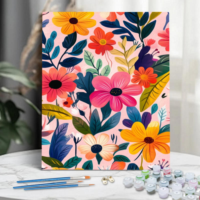 Description Picture 4 of itemRUOPOTY Painting By Numbers With Canvas Frame Flowers Handpainted Color Markers Oil Painting On Canvas Picture Paint Home Decor