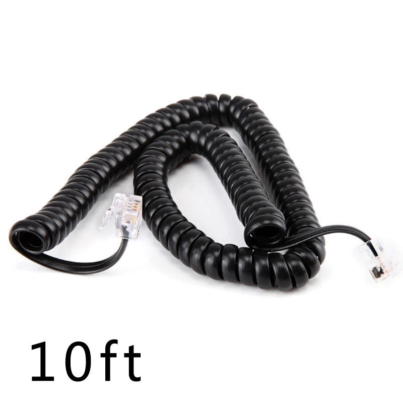 Description Picture 2 of item3meters Telephone Handset Phone Extension Cord Curly Coiled Cable Spring Wire RJ10 Plug Telephone Coiled Cord