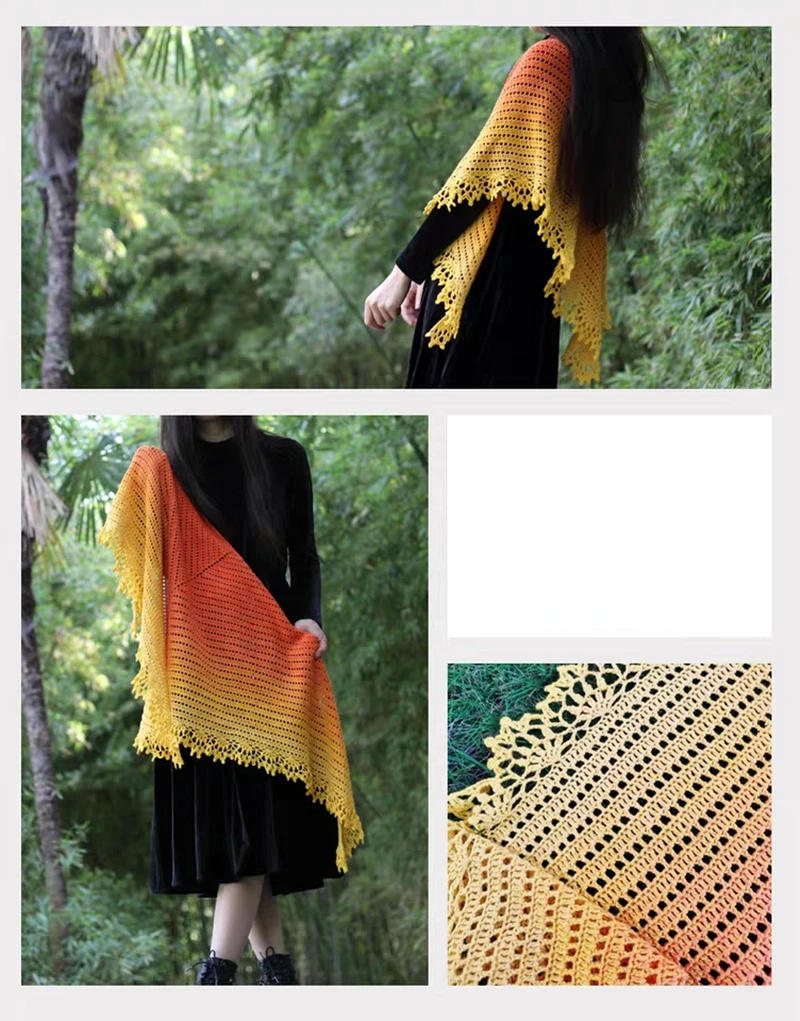 Description Picture 4 of item300g Cake Gradient Color Crocheted Shawl Blanket DIY Hand Knitted Cotton Blended Yarn