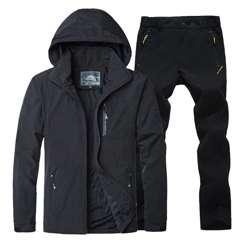 Description Picture 3 of itemMen Jacket Pants Hiking Set Camping Weather at 20 degrees Celsius Outdoor Waterproof Windbreak Suit Trekking Coat Trousers