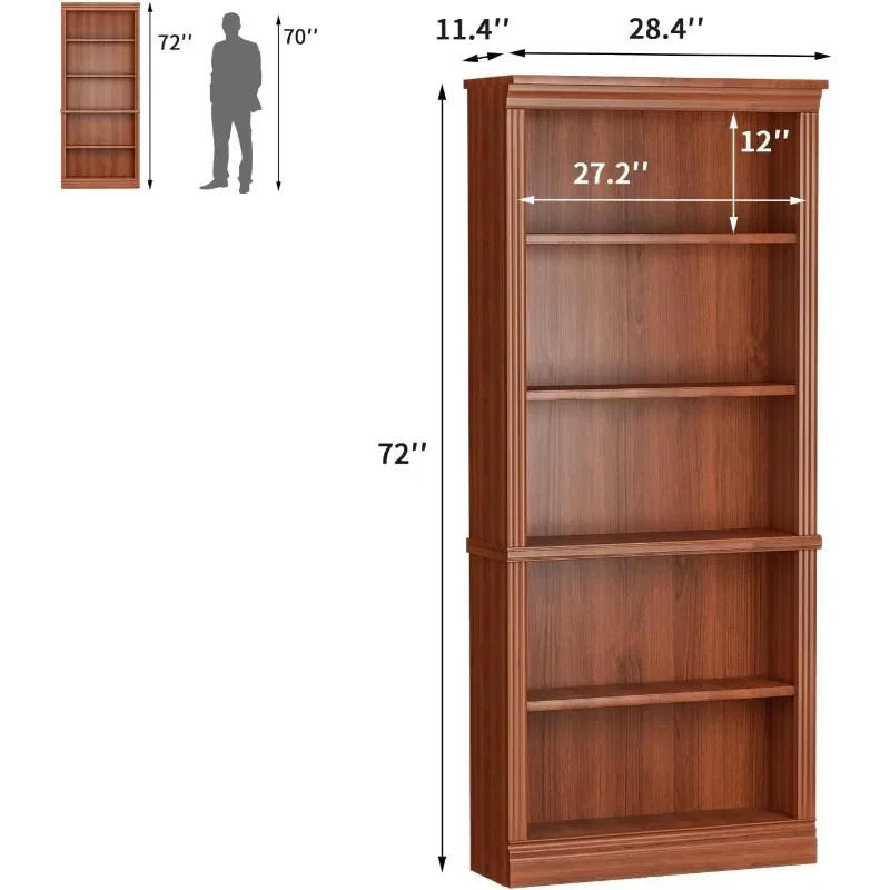 Description Picture 3 of itemBookcase Bookshelves, 5-Shelf Tall Bookcase 72" Wood Open Display Floor Bookshelf, Large Storage Organizer