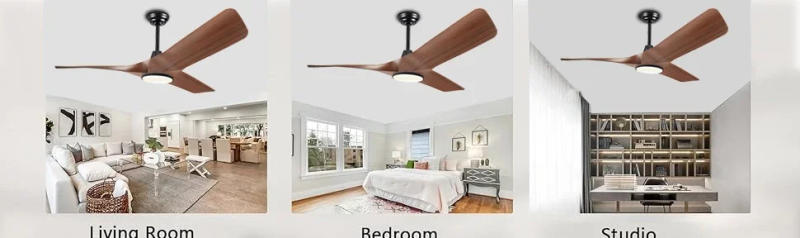 Description Picture 5 of item52 Inch Walnut Ceiling Fan with Remote Control 3 Fan Blades Reversible DC Timing Motor Ceiling Fan Indoor Lighting Pendant Light