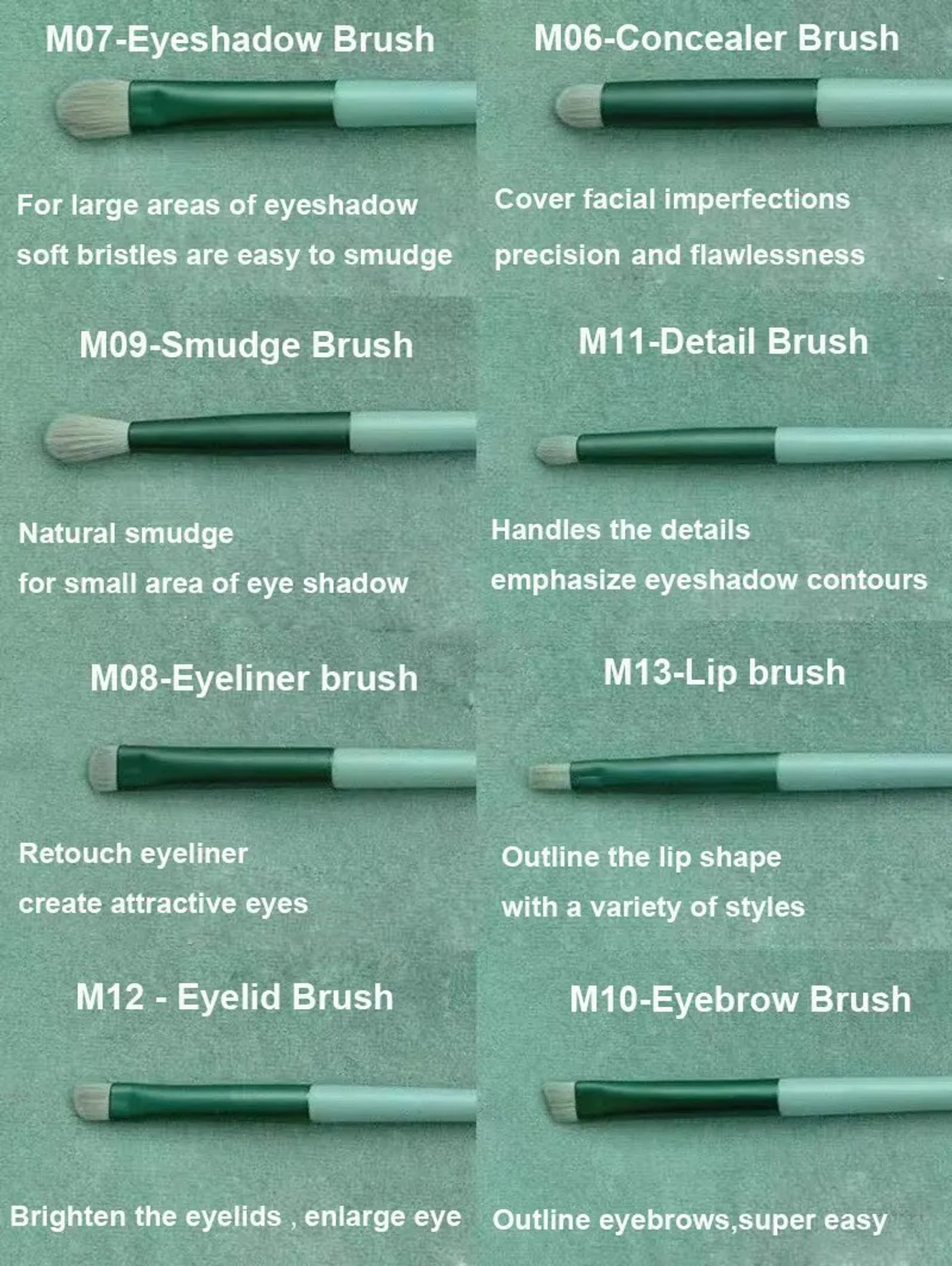 Description Picture 6 of item13 PCS Makeup Brushes Set Eye Shadow Foundation Women Cosmetic Brush Eyeshadow Blush Beauty Soft Make Up Tools Bag