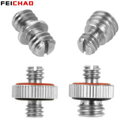 Double Head Camera Screw Adapter Converter  1/4" to 1/4 or 3/8" Male to Male Stainless Steel for Monopod Tripod Cage Screw Pack
