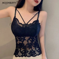 Camisoles for Women Lace Tank Top with Built In Bra Sexy Lingerie Black Crop Top Large Size White Lace Camis Padded Tank Top