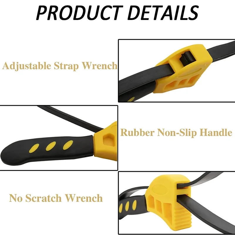 Description Picture 4 of item6/8 Inch Oil Filter Spanner Strap Opener Adjustable Water Pipe Multifunctional Cartridge Removal Disassembly Belt Wrench Tools